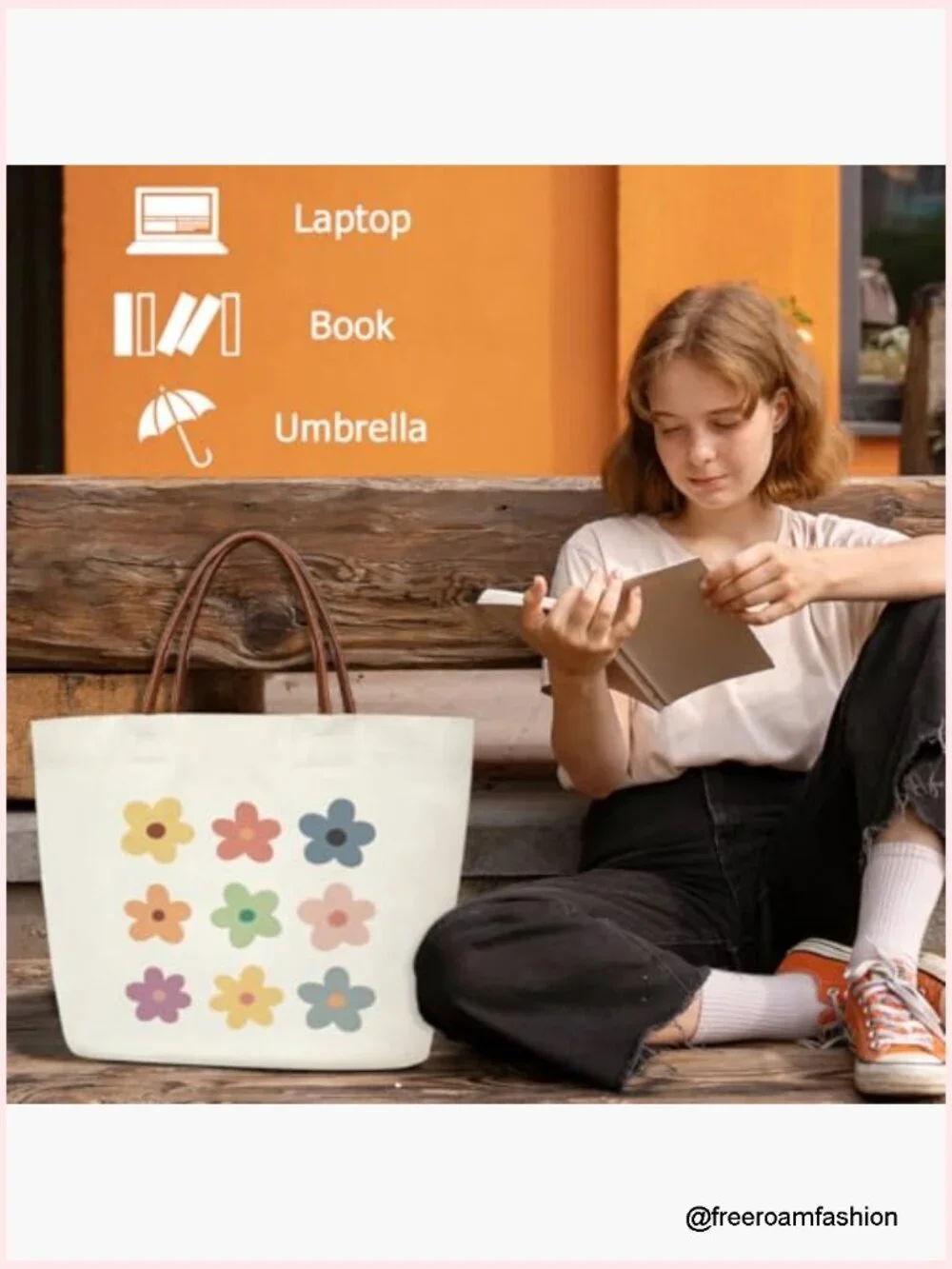 Large Canvas Tote Bag with Leather Handle for Work Travel Gym Shopping